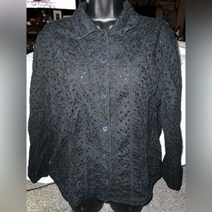 Additions By Chicos Eyelet Button Up Shirt